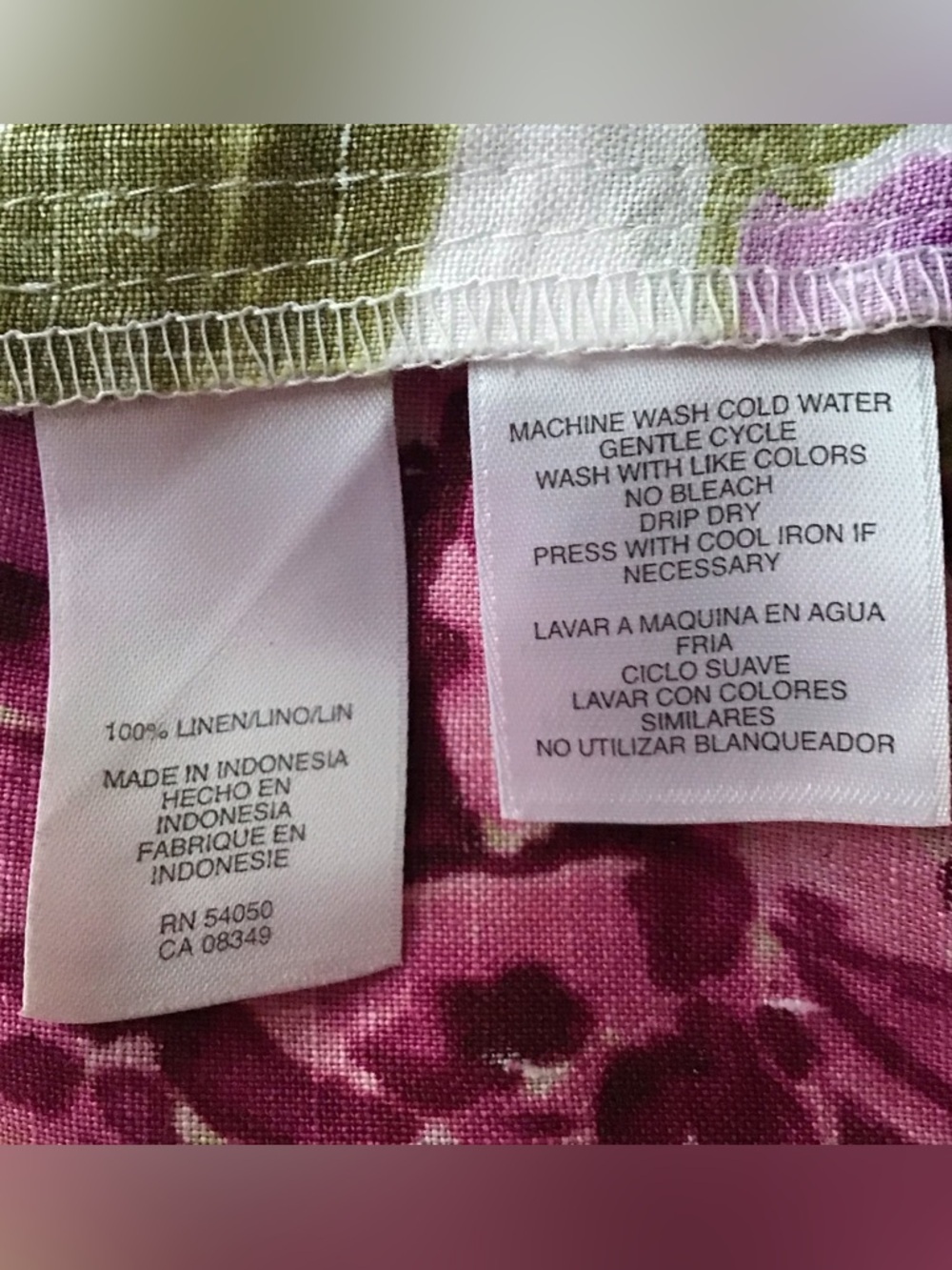 Jones New York White Linen Blouse with Pink & Green Floral Print - Picture 4 of 4